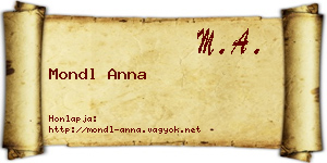 Mondl Anna névjegykártya